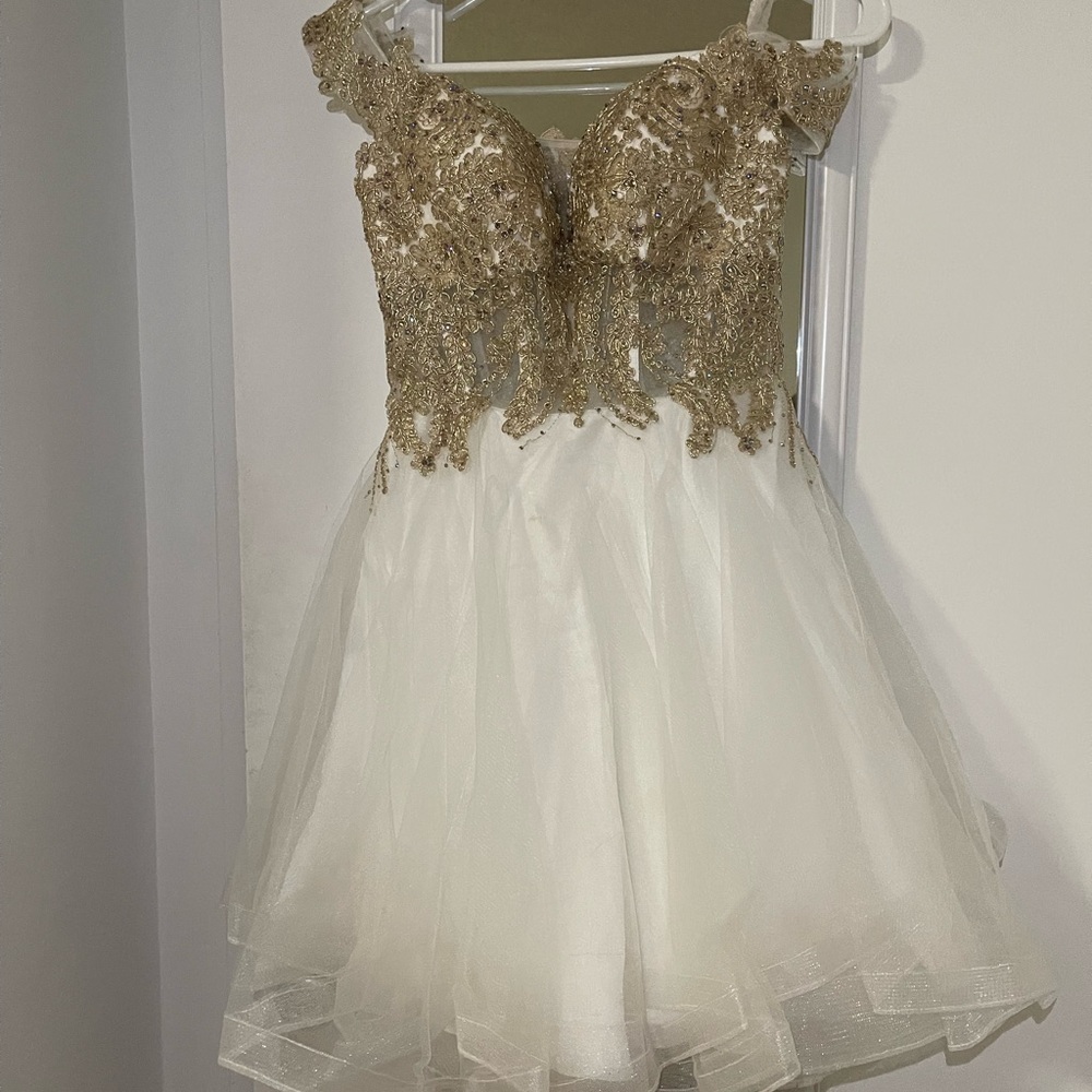 Prom dress white and gold